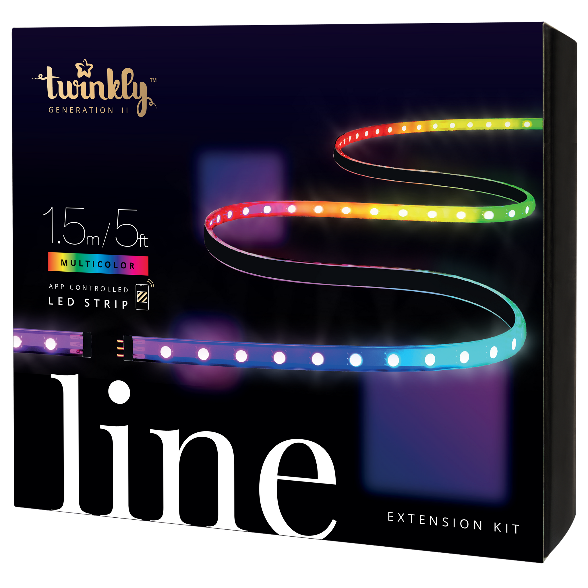 Twinkly Line – Extension Kit App-Controlled Adhesive + Magnetic LED Light Strip with RGB (16 Million Colors) LEDs. Extendable. 5 feet. Black Strip. Indoor Smart Home Decoration Light- USED, VERY GOOD*