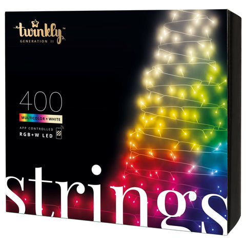Twinkly Strings – App-Controlled LED Lights String with 400 RGB+W (16 Million Colors + Pure Warm White) LEDs. 105 feet. Green Wire. Indoor and Outdoor Smart Lighting Decoration - USED, LIKE NEW*