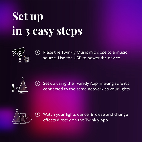 Twinkly Music – Bluetooth and Wi-Fi USB-Powered Sound Sensor for Twinkly Smart LED Lights to Sync to Music