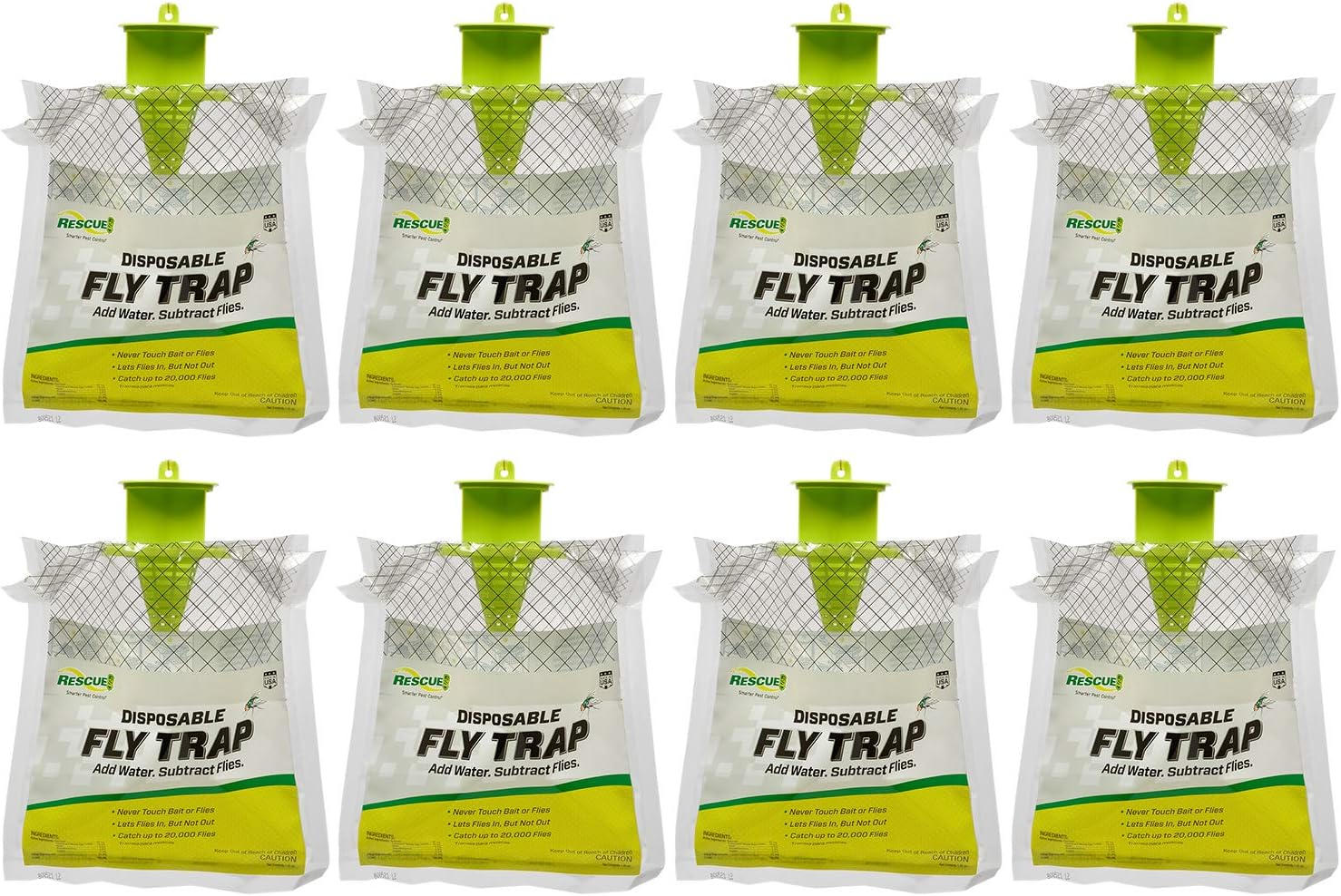 RESCUE! Outdoor Disposable Hanging Fly Trap 8 Pack