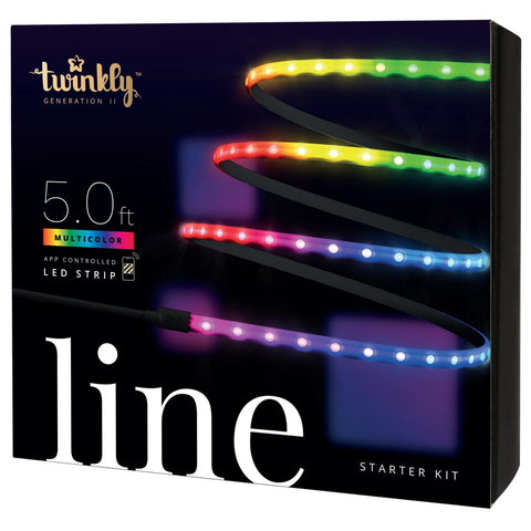 Twinkly Line – Starter Kit App-Controlled Adhesive + Magnetic LED Light Strip with RGB (16 Million Colors) LEDs. Extendable. 5 feet. Black Strip. Indoor Smart Home Decoration Light - USED, LIKE NEW*