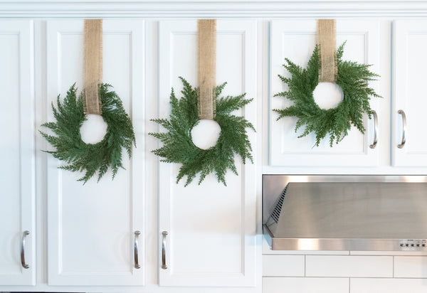 Vita Domi 12" Faux Cedar Wreath, Christmas Wreaths for Front Door Outside, Green Wreath Christmas, Window Wreaths, Real Touch Norfolk Pine Wreath, Evergreen Wreath, Cypress Norfolk Wreath for Chairs w/ 24 Tips