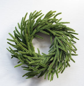 Vita Domi 18" Real Touch Norfolk Pine Wreath, Christmas Wreaths for Front Door Outside, Green Wreath Christmas, Faux Cedar Wreath, Window Wreaths, Evergreen Wreath, Norfolk Wreath, Chair Wreath w/ 42 Tips