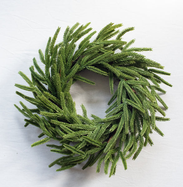 Vita Domi 18" Real Touch Norfolk Pine Wreath, Christmas Wreaths for Front Door Outside, Green Wreath Christmas, Faux Cedar Wreath, Window Wreaths, Evergreen Wreath, Norfolk Wreath, Chair Wreath w/ 42 Tips