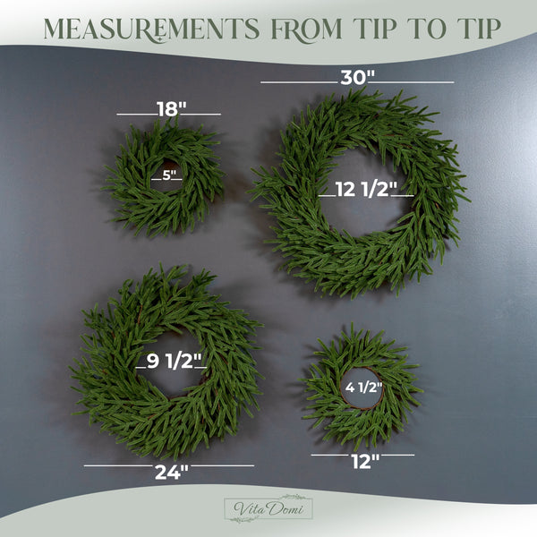 Vita Domi 12" Real Touch Norfolk Pine Wreath, Christmas Wreaths for Front Door Outside, Green Wreath Christmas, Faux Cedar Wreath, Window Wreaths, Evergreen Wreath, Norfolk Wreath, Chair Wreath / 26 Tips