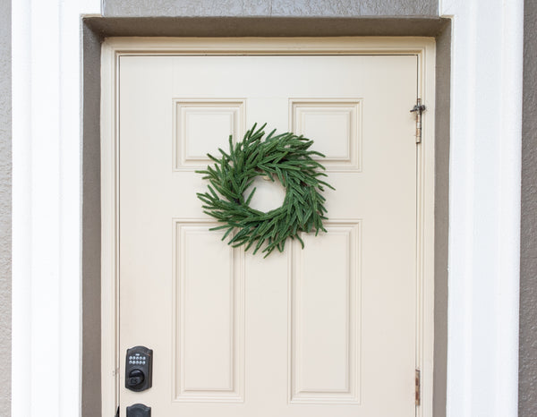Vita Domi 18" Real Touch Norfolk Pine Wreath, Christmas Wreaths for Front Door Outside, Green Wreath Christmas, Faux Cedar Wreath, Window Wreaths, Evergreen Wreath, Norfolk Wreath, Chair Wreath w/ 42 Tips