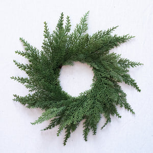 Vita Domi 12" Faux Cedar Wreath, Christmas Wreaths for Front Door Outside, Green Wreath Christmas, Window Wreaths, Real Touch Norfolk Pine Wreath, Evergreen Wreath, Cypress Norfolk Wreath for Chairs w/ 24 Tips